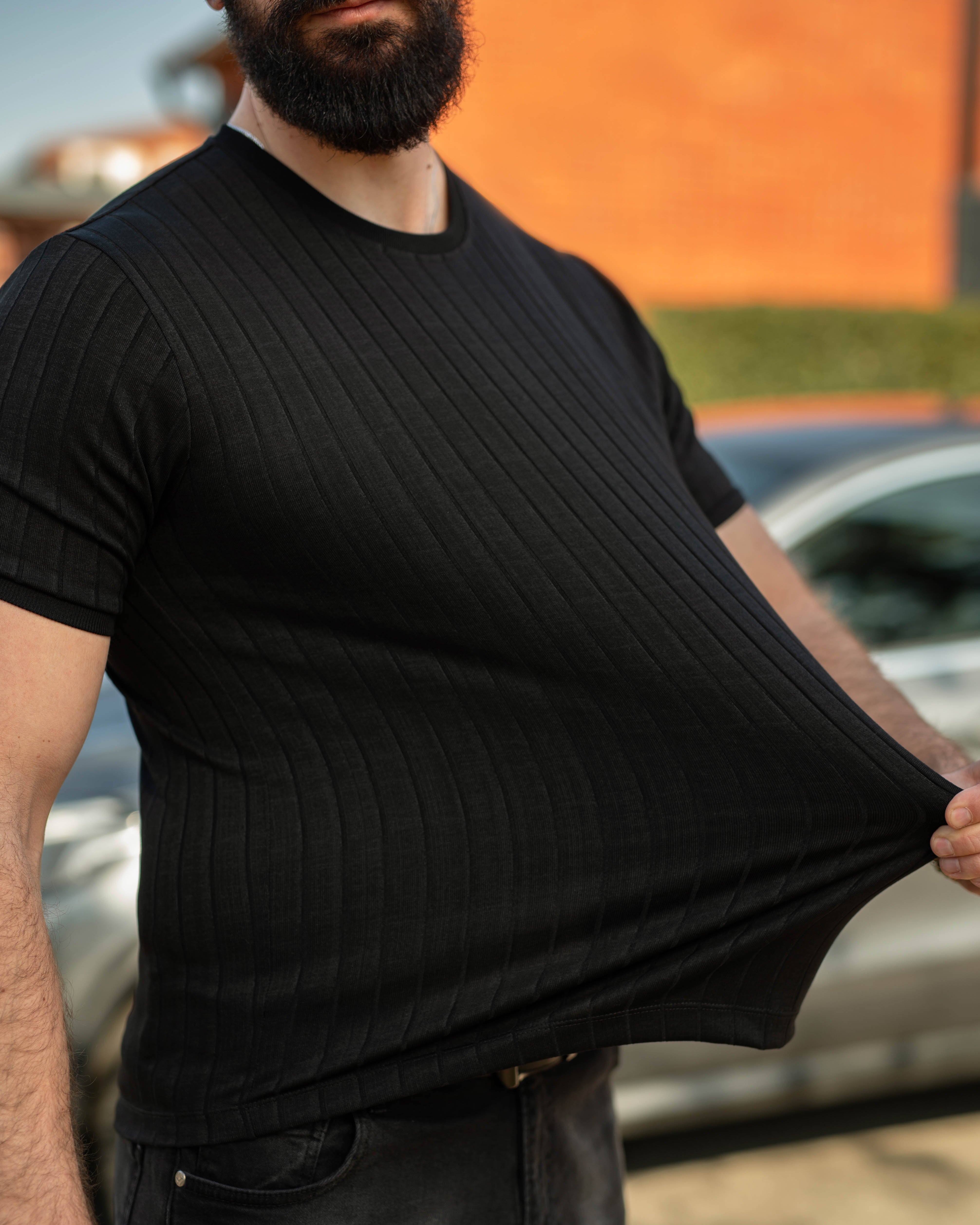 LAZARE™ AZUR LINES T-SHIRT - BLACK
