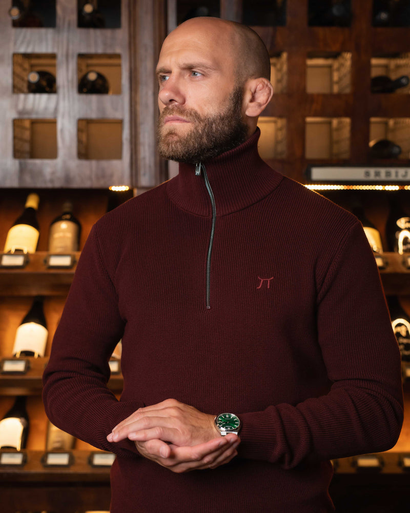 LAZARE™ CAMBRIDGE QUARTER-ZIP KNIT - CABERNET