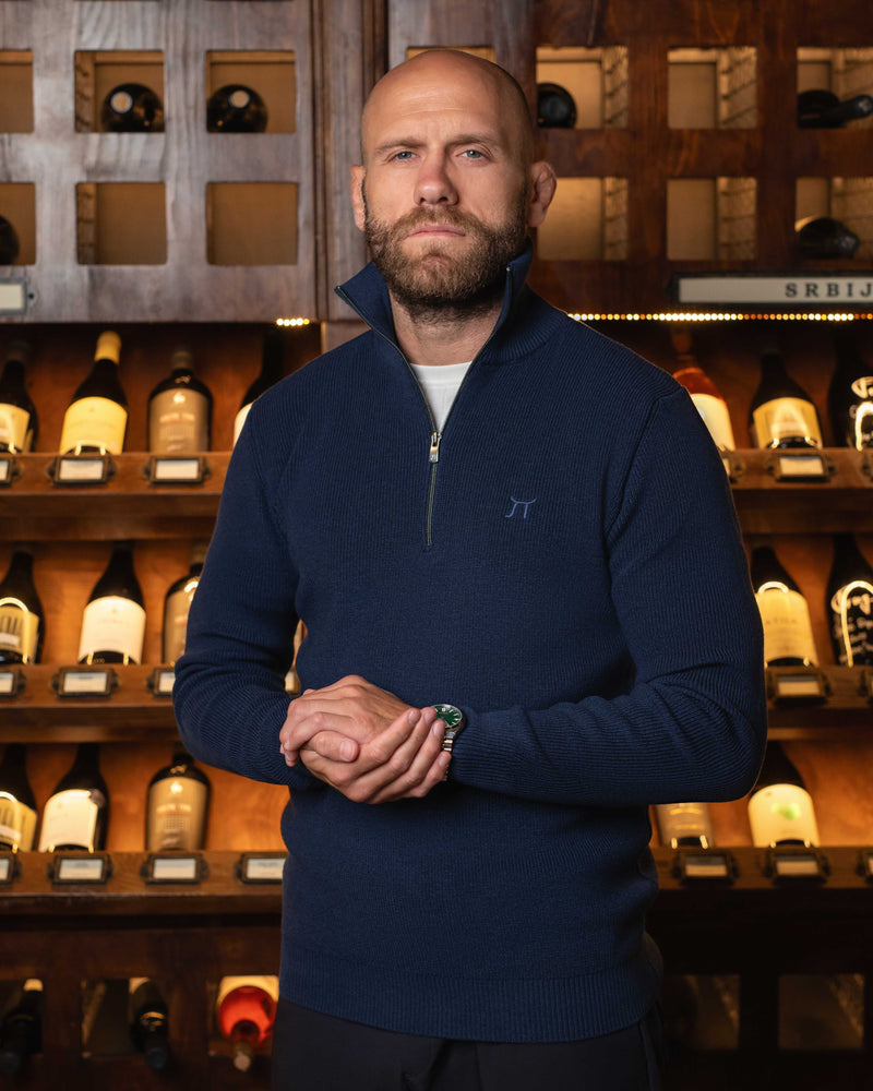 LAZARE™ CAMBRIDGE QUARTER-ZIP KNIT - OCEAN NIGHT