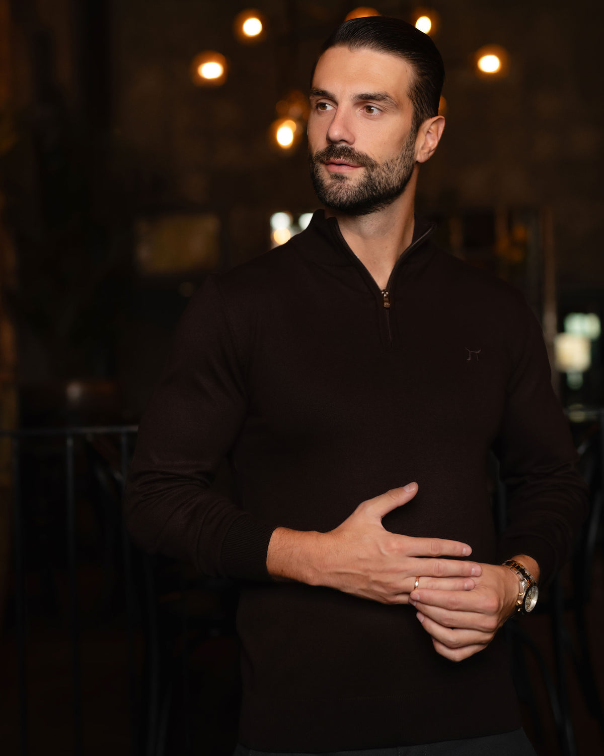 LAZARE™ CLASSIC HALF ZIP - DARK BROWN