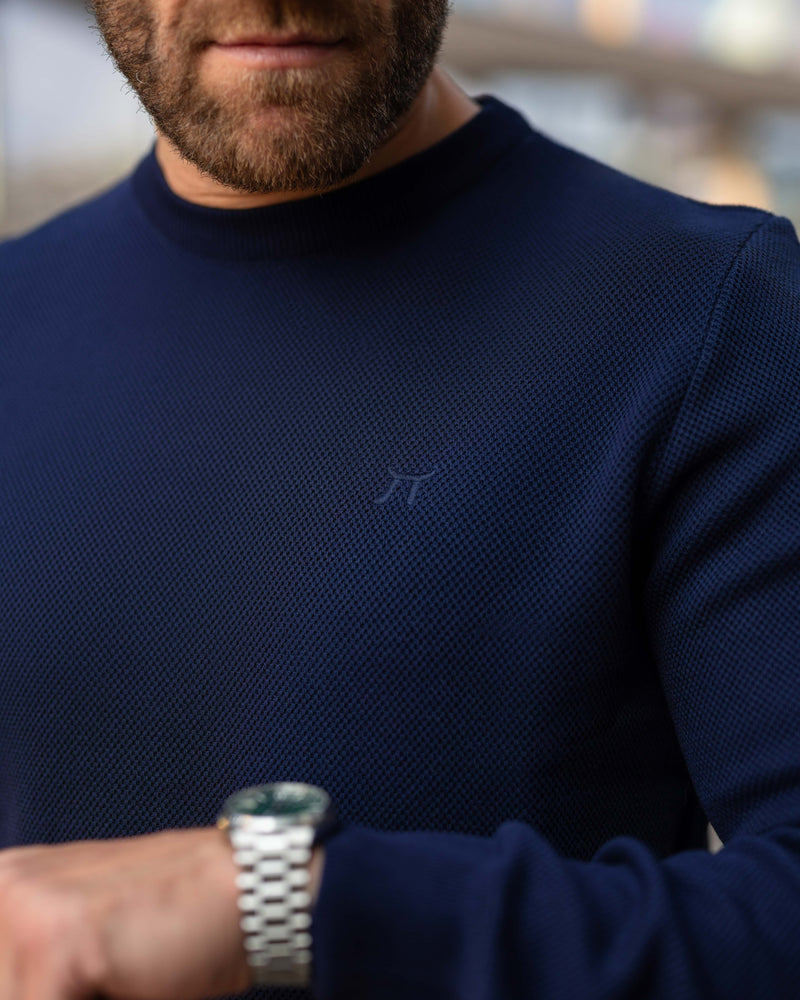 LAZARE™ CLASSIC CREWNECK SWEATER - NAVY