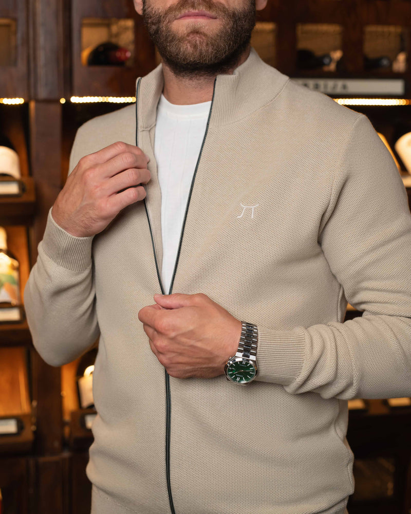 LAZARE™ MILANO ZIP KNIT - WHITE COFFEE