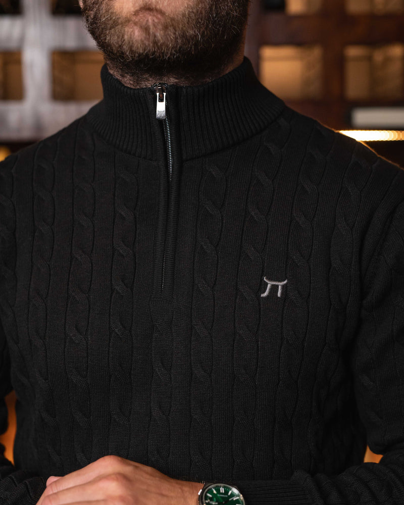 LAZARE™ OXFORD KNIT SWEATER - BLACK