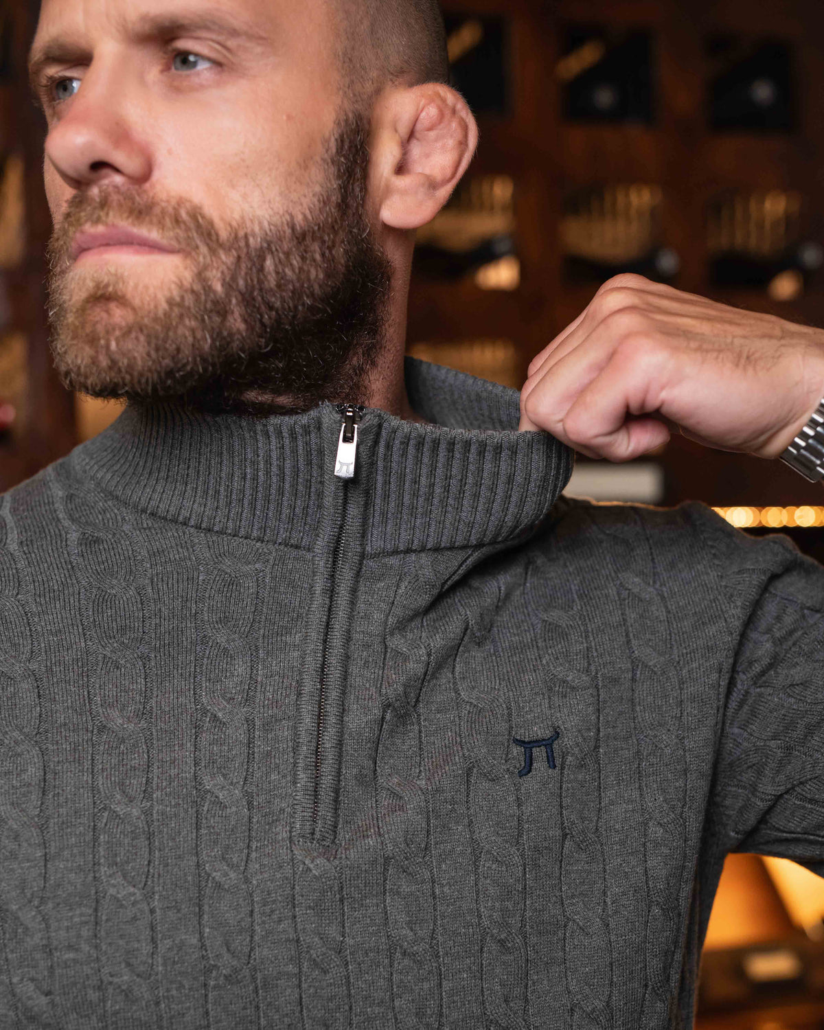 LAZARE™ OXFORD KNIT SWEATER - GREY