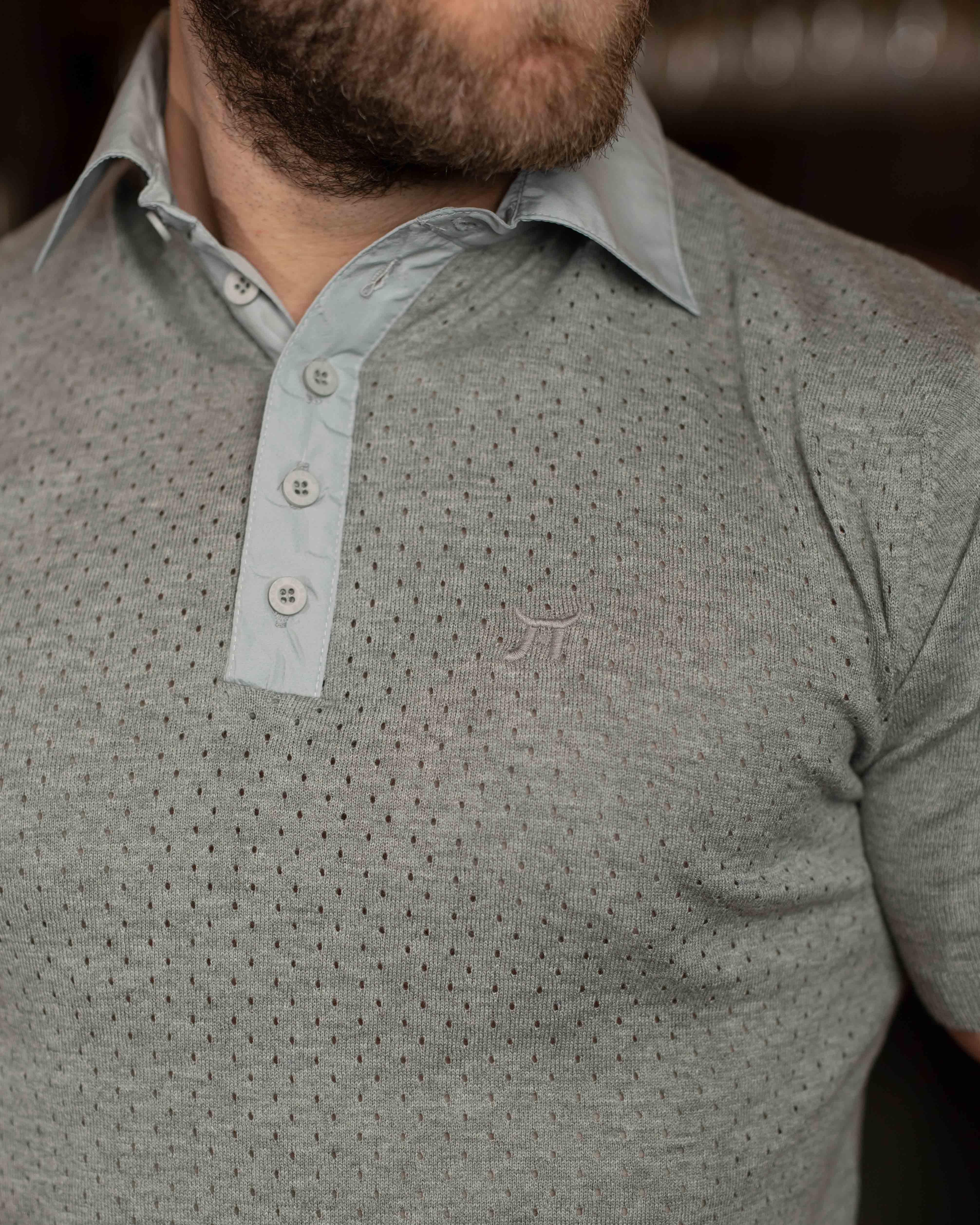 LAZARE™ POLO TECH KNIT- CLASSIC GREY