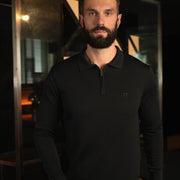 LAZARE™ POLO ZIP KNIT - BLACK