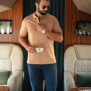 LAZARE™ RIVIERA ZIP POLO - DESERT PEACH