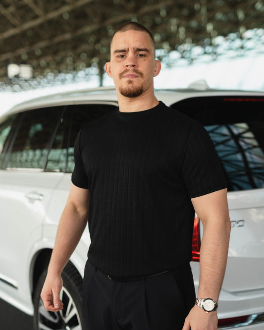 LAZARE™ AZUR LINES T-SHIRT - BLACK