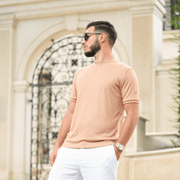 LAZARE™ AZUR LINES T-SHIRT - CRÈME ROYALE