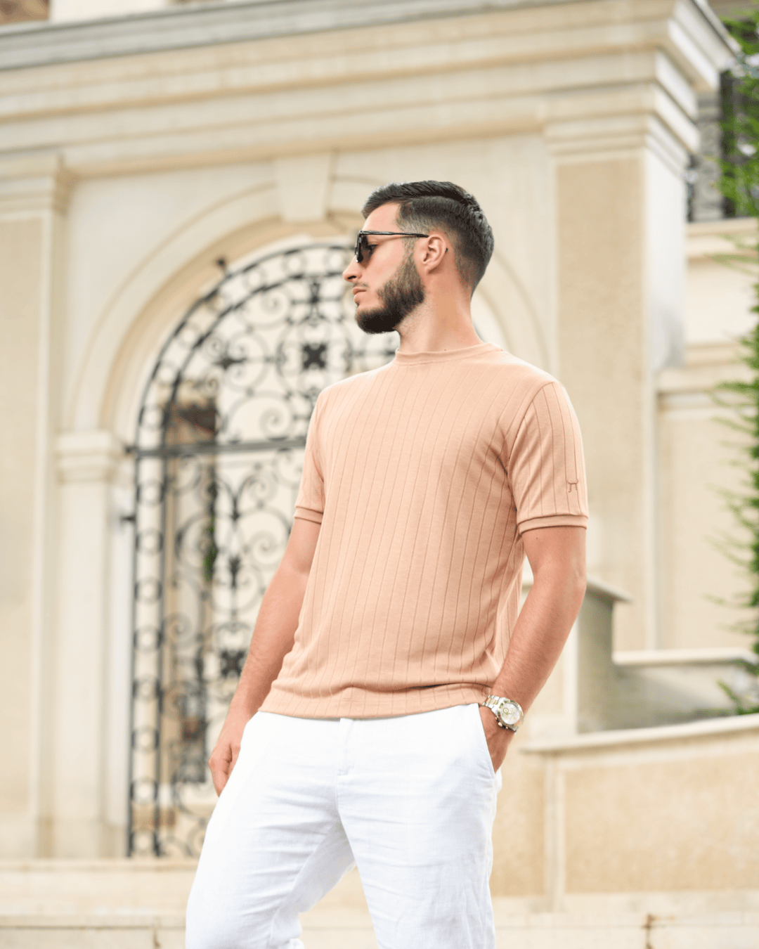 LAZARE™ AZUR LINES T-SHIRT - CRÈME ROYALE