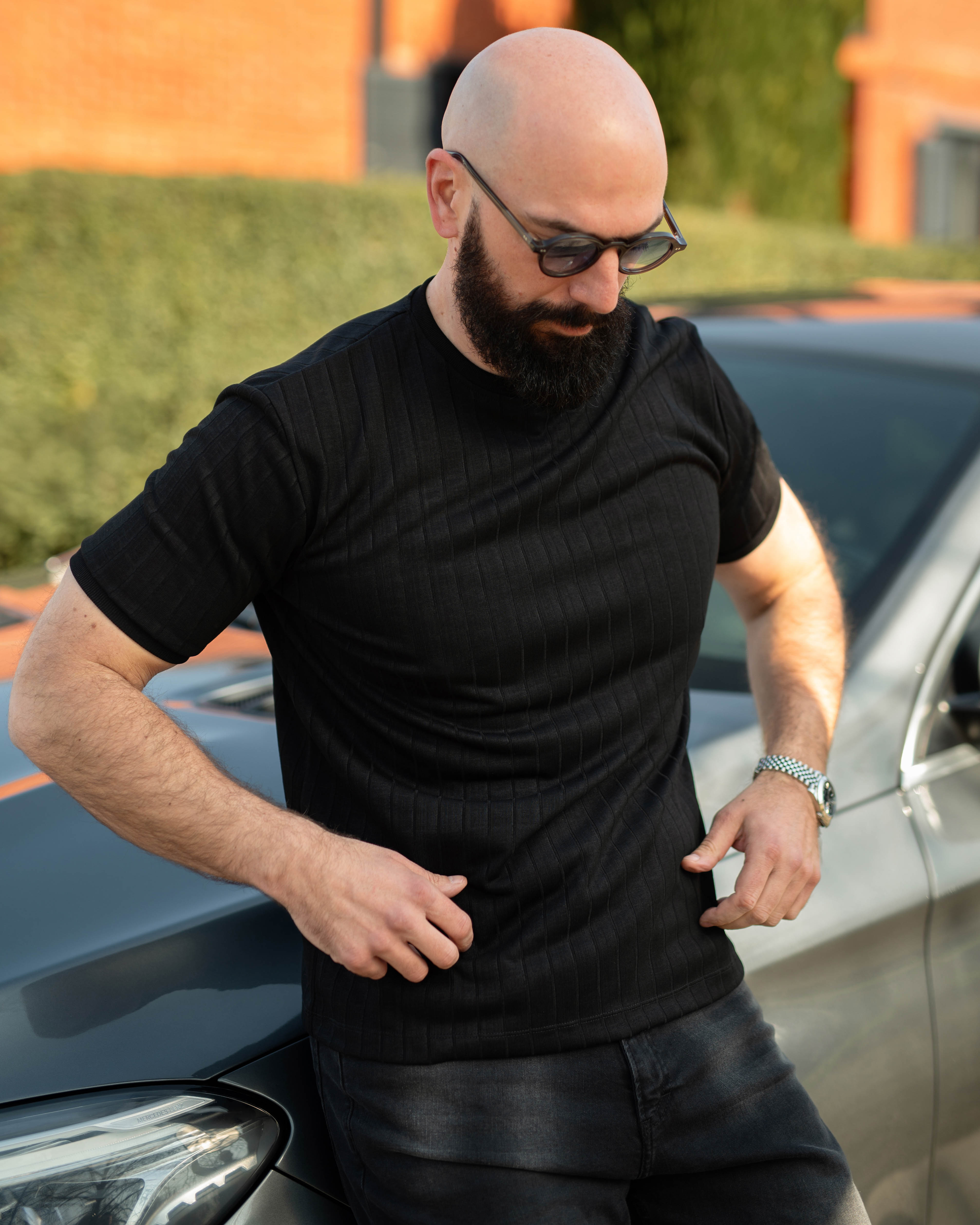 LAZARE™ AZUR LINES T-SHIRT - BLACK