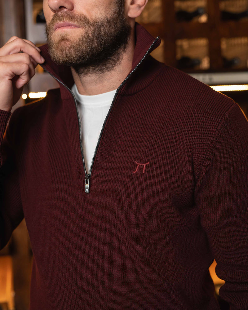 LAZARE™ CAMBRIDGE QUARTER-ZIP KNIT - CABERNET