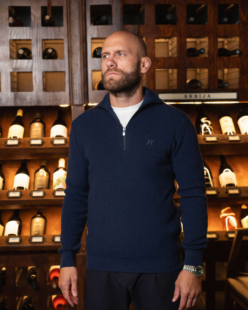 LAZARE™ CAMBRIDGE QUARTER-ZIP KNIT - OCEAN NIGHT