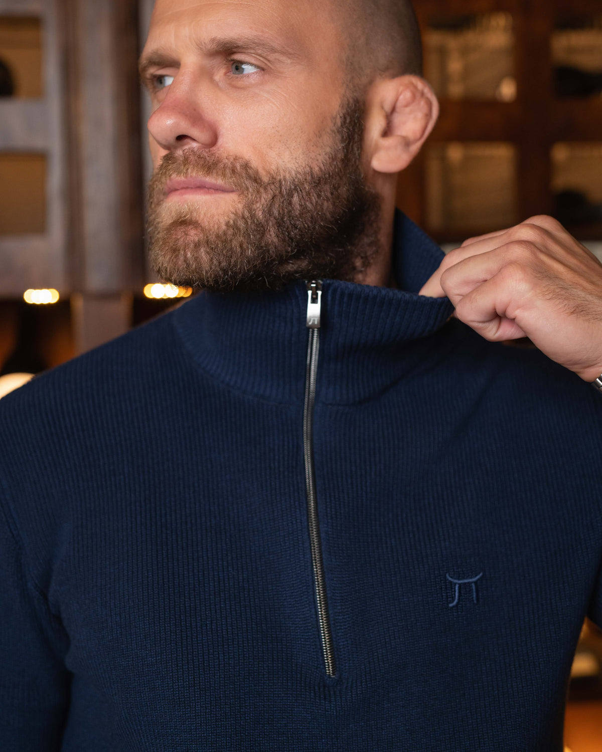 LAZARE™ CAMBRIDGE QUARTER-ZIP KNIT - OCEAN NIGHT