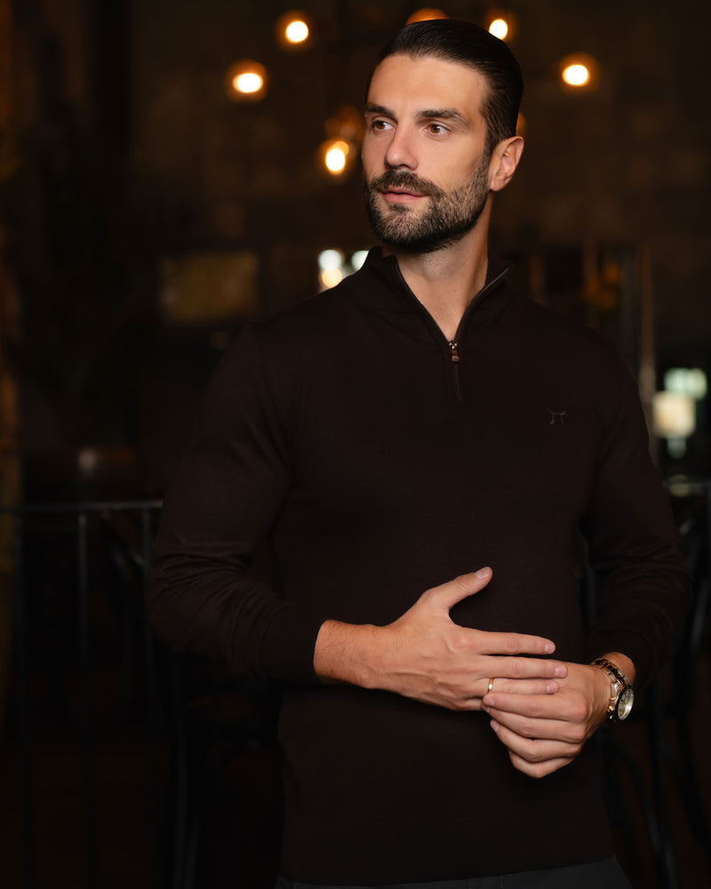 LAZARE™ CLASSIC HALF ZIP - DARK BROWN