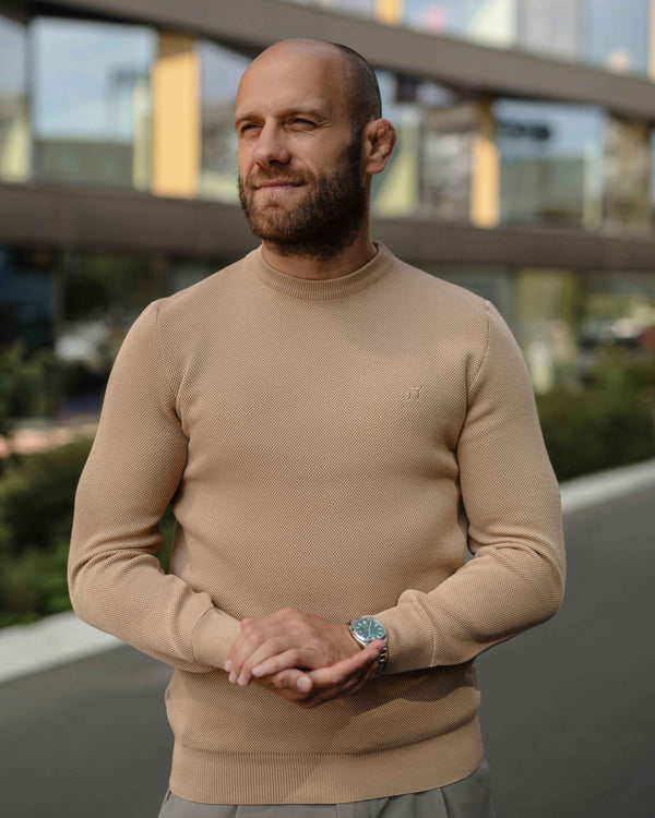 LAZARE™ CLASSIC CREWNECK SWEATER - BEIGE