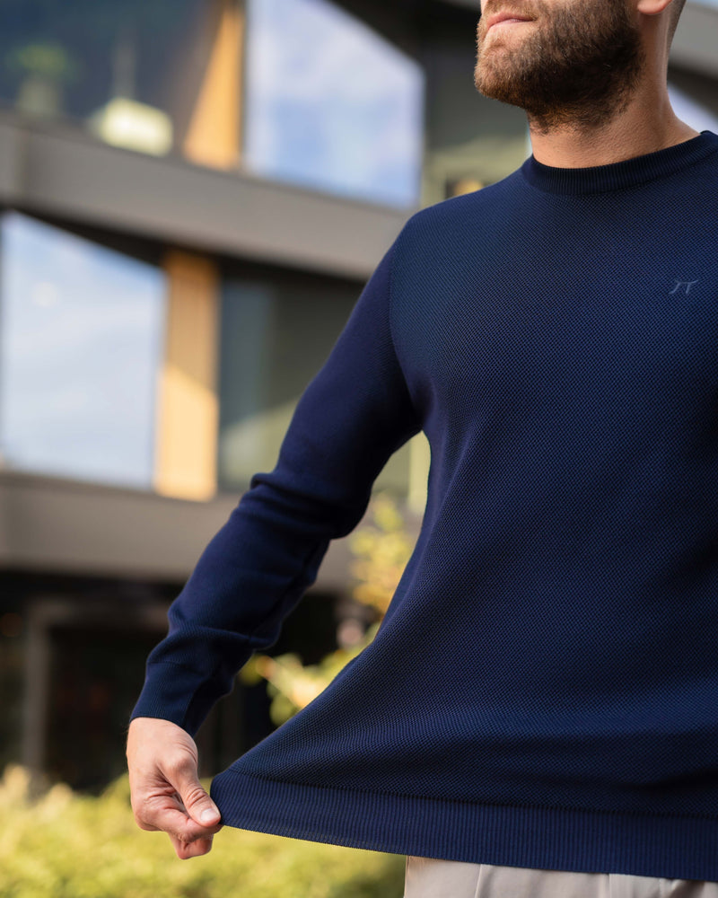LAZARE™ CLASSIC CREWNECK SWEATER - NAVY