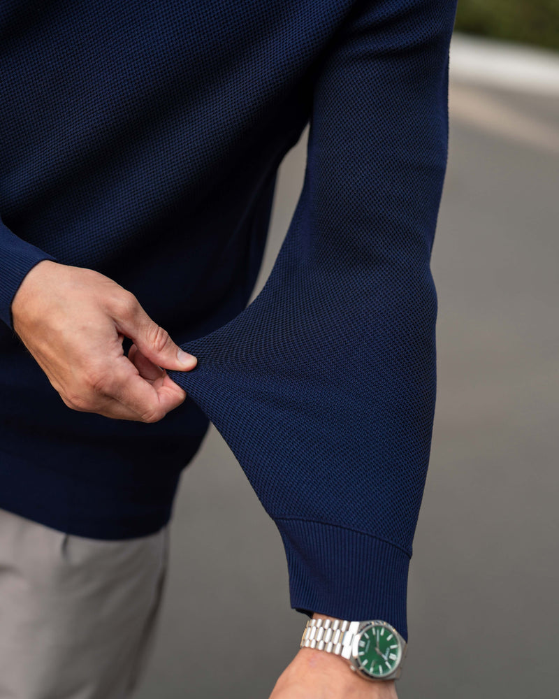 LAZARE™ CLASSIC CREWNECK SWEATER - NAVY