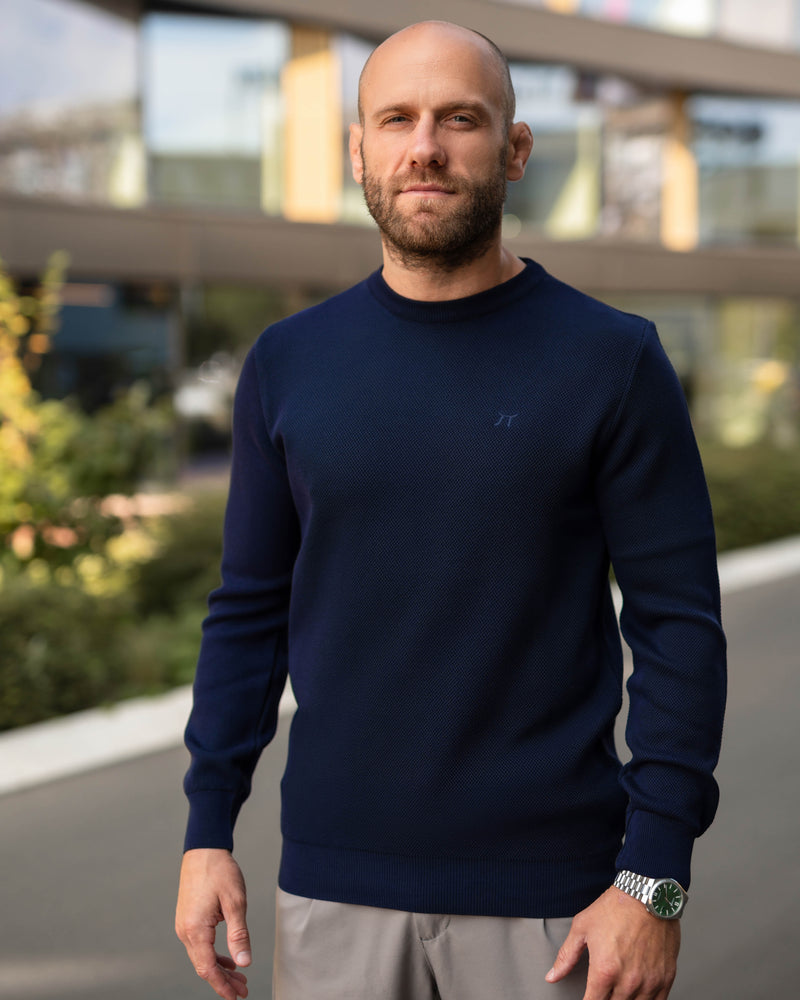 LAZARE™ CLASSIC CREWNECK SWEATER - NAVY