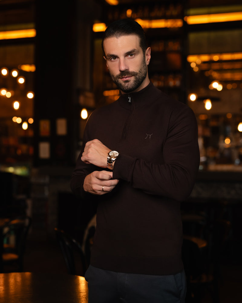 LAZARE™ CLASSIC HALF ZIP - DARK BROWN