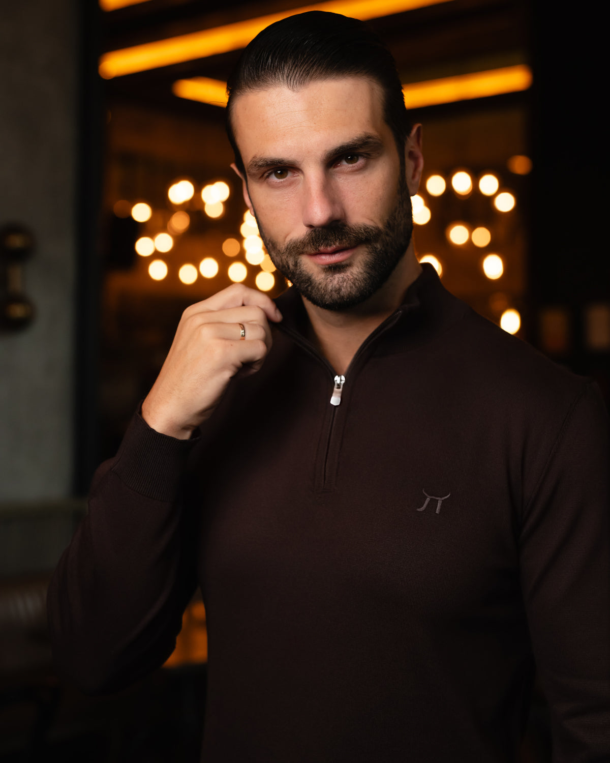 LAZARE™ CLASSIC HALF ZIP - DARK BROWN