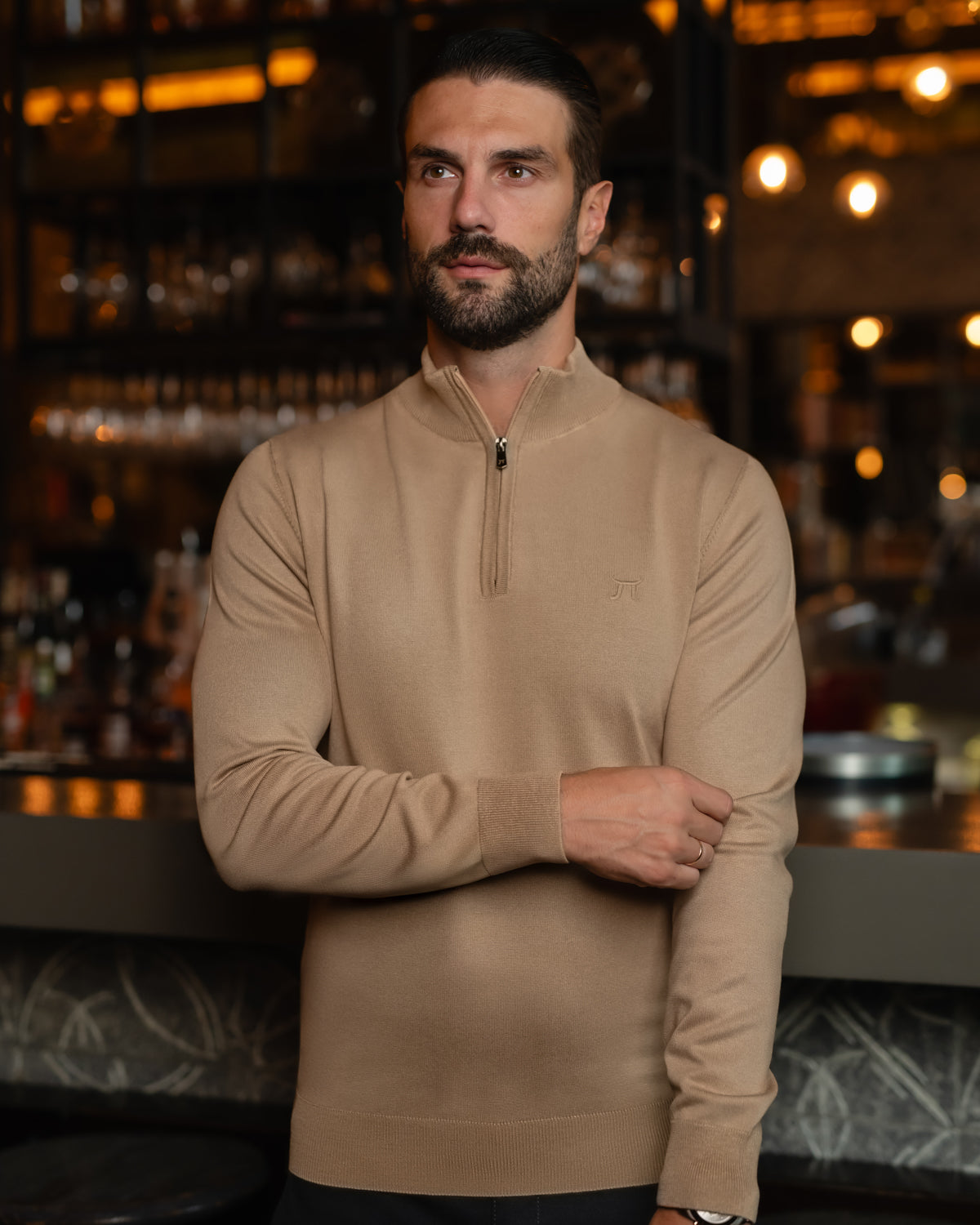 LAZARE™ CLASSIC HALF ZIP - WHITE COFFEE