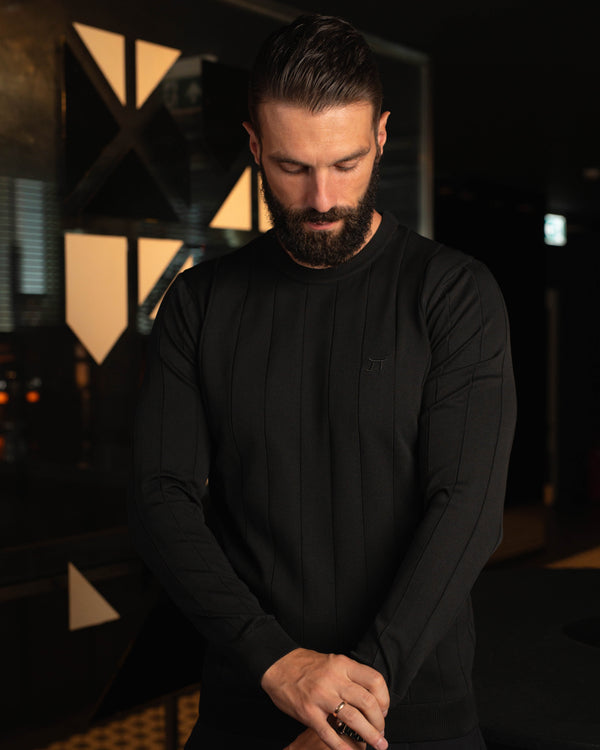 LAZARE™ DROP NEEDLE KNIT - BLACK