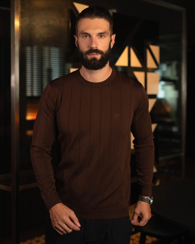 LAZARE™ DROP NEEDLE KNIT - BROWN