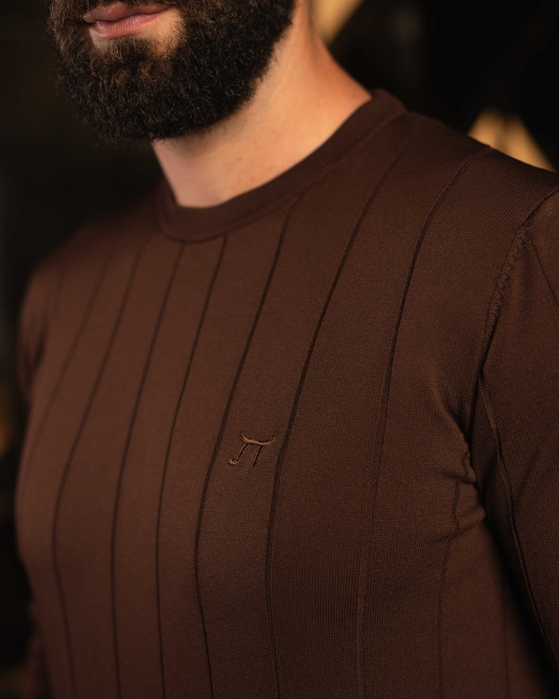 LAZARE™ DROP NEEDLE KNIT - BROWN