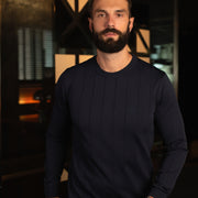 LAZARE™ DROP NEEDLE KNIT - OCEAN NIGHT BLUE