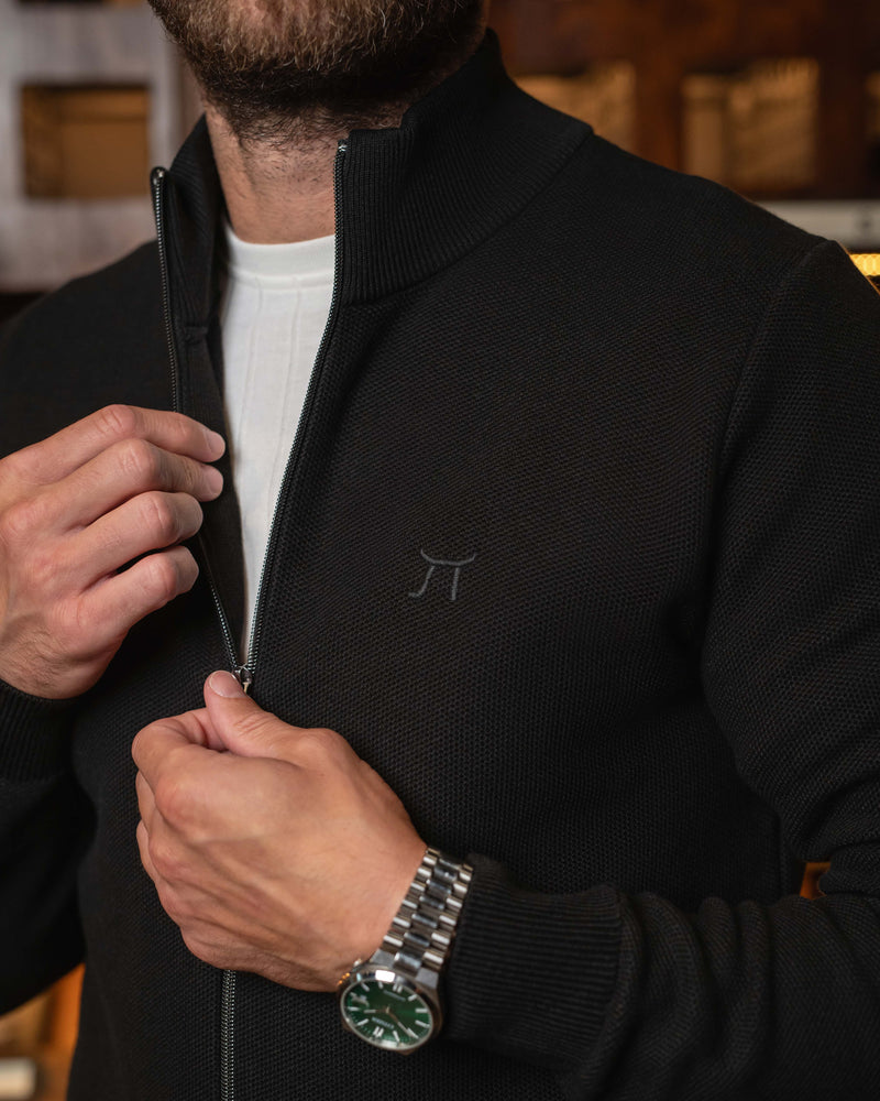 LAZARE™ MILANO ZIP KNIT - BLACK