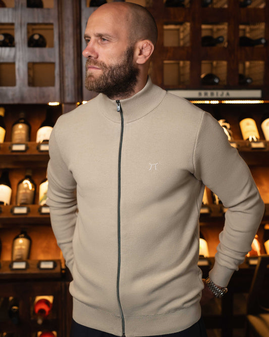 LAZARE™ MILANO ZIP KNIT - WHITE COFFEE