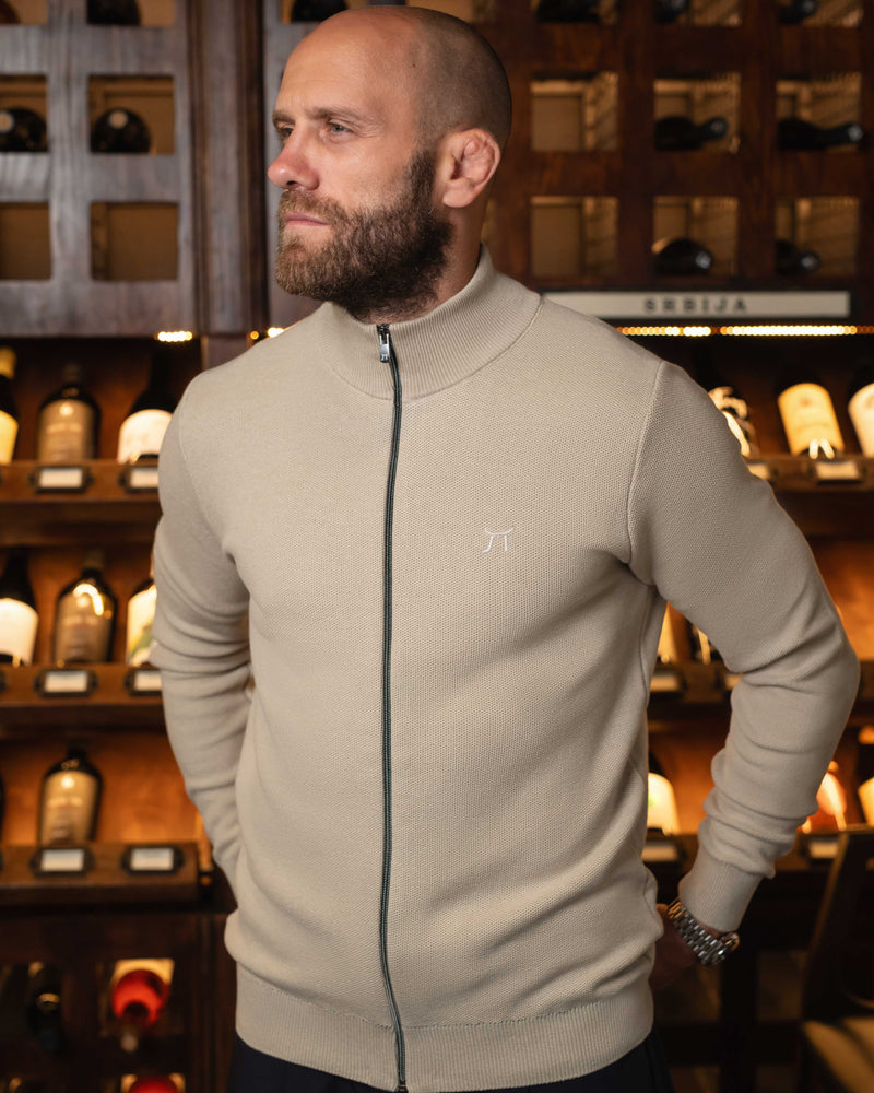 LAZARE™ MILANO ZIP KNIT - WHITE COFFEE