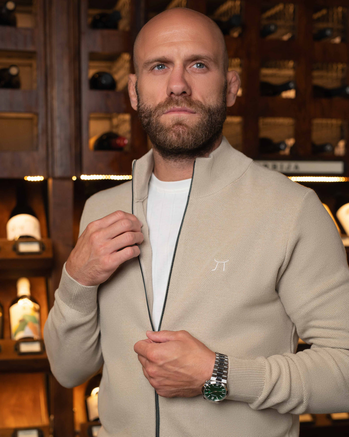 LAZARE™ MILANO ZIP KNIT - WHITE COFFEE
