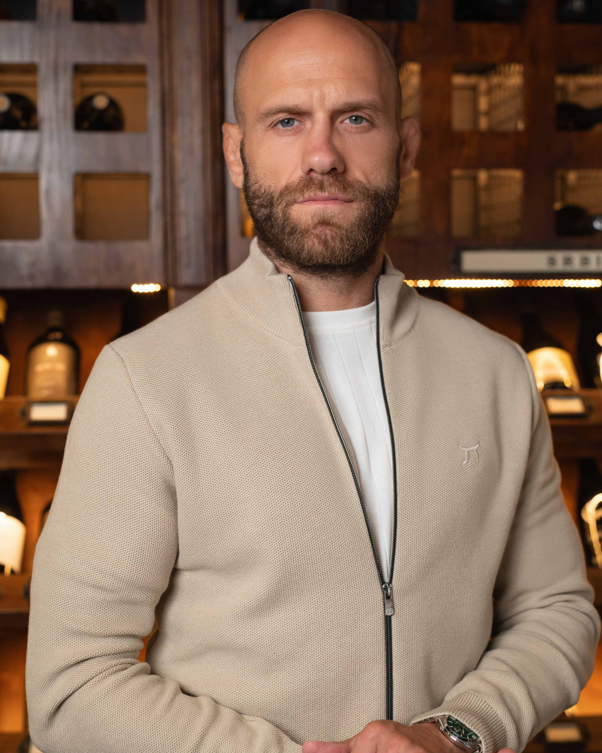 LAZARE™ MILANO ZIP KNIT - WHITE COFFEE
