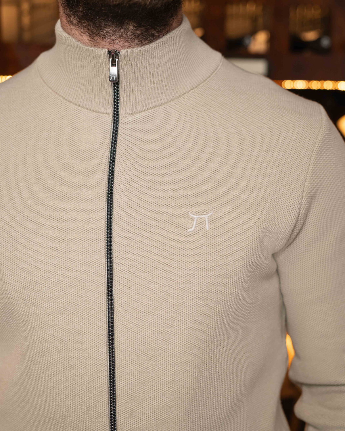 LAZARE™ MILANO ZIP KNIT - WHITE COFFEE