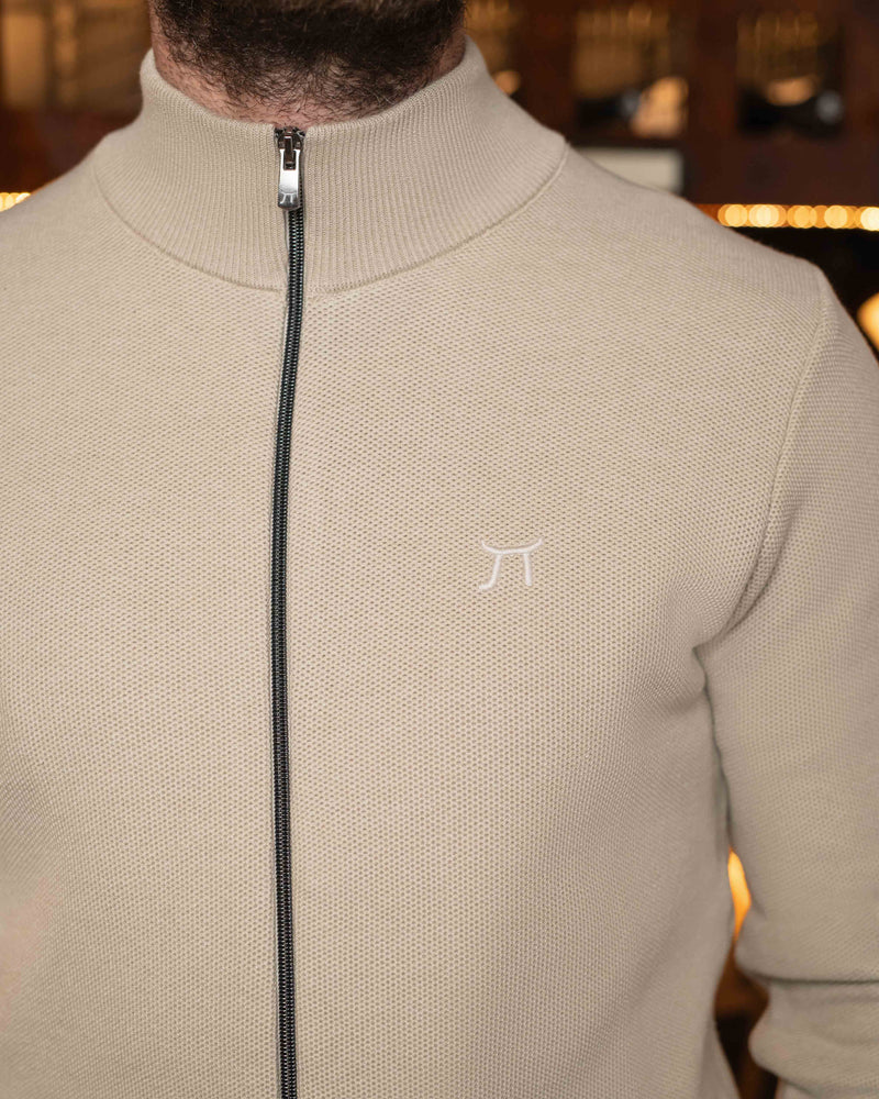 LAZARE™ MILANO ZIP KNIT - WHITE COFFEE