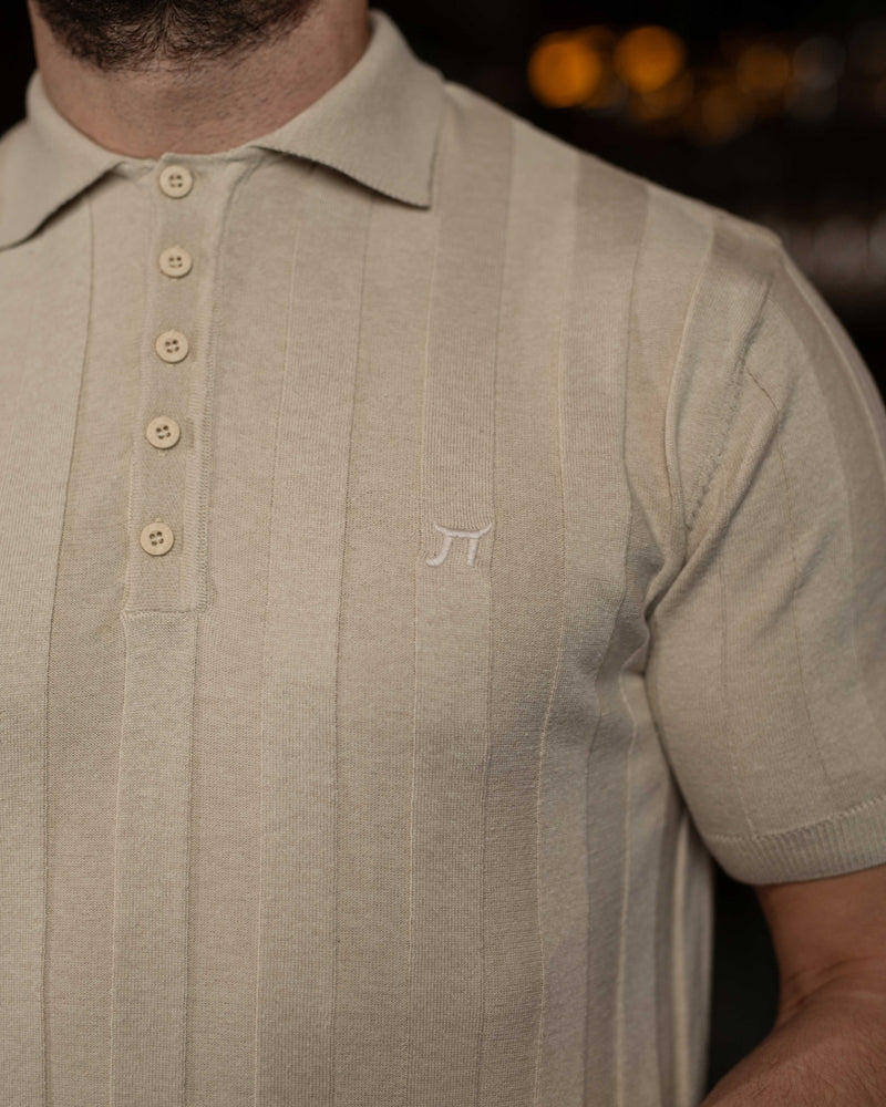 LAZARE™ POLO LINE KNIT - CREAM