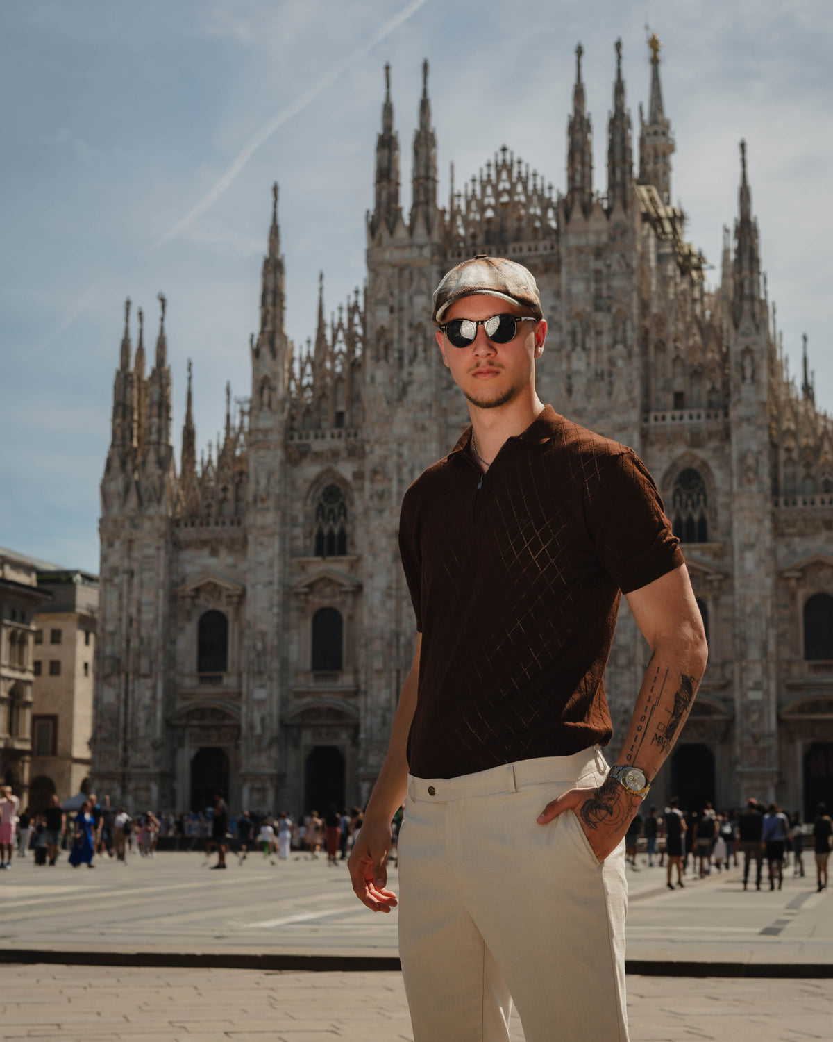 LAZARE™ POLO SHARP ZIP KNIT - COFFEE