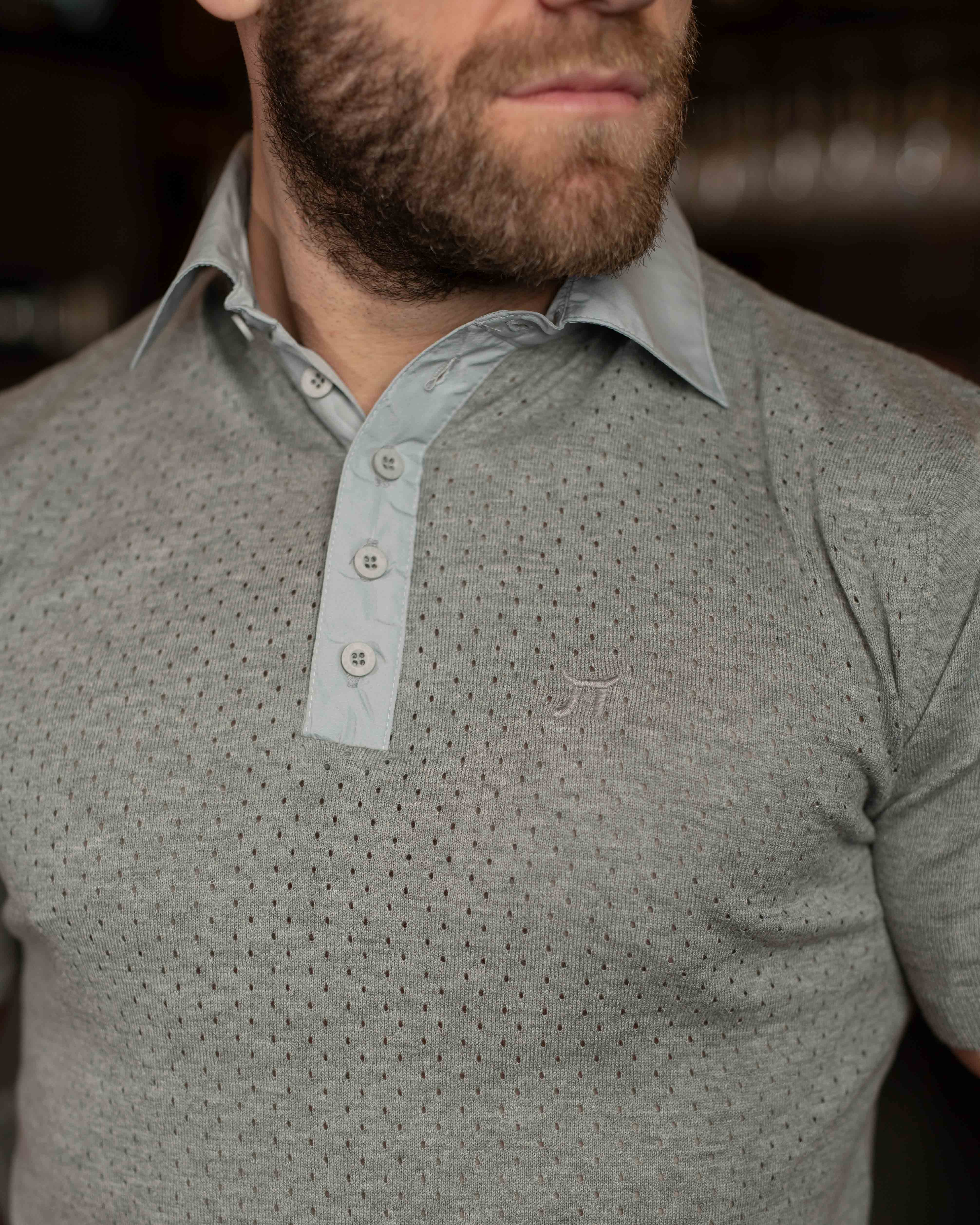 LAZARE™ POLO TECH KNIT- CLASSIC GREY
