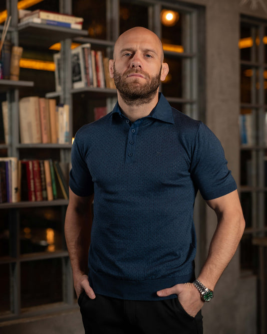 LAZARE™ POLO TECH KNIT - INDIGO BLUE