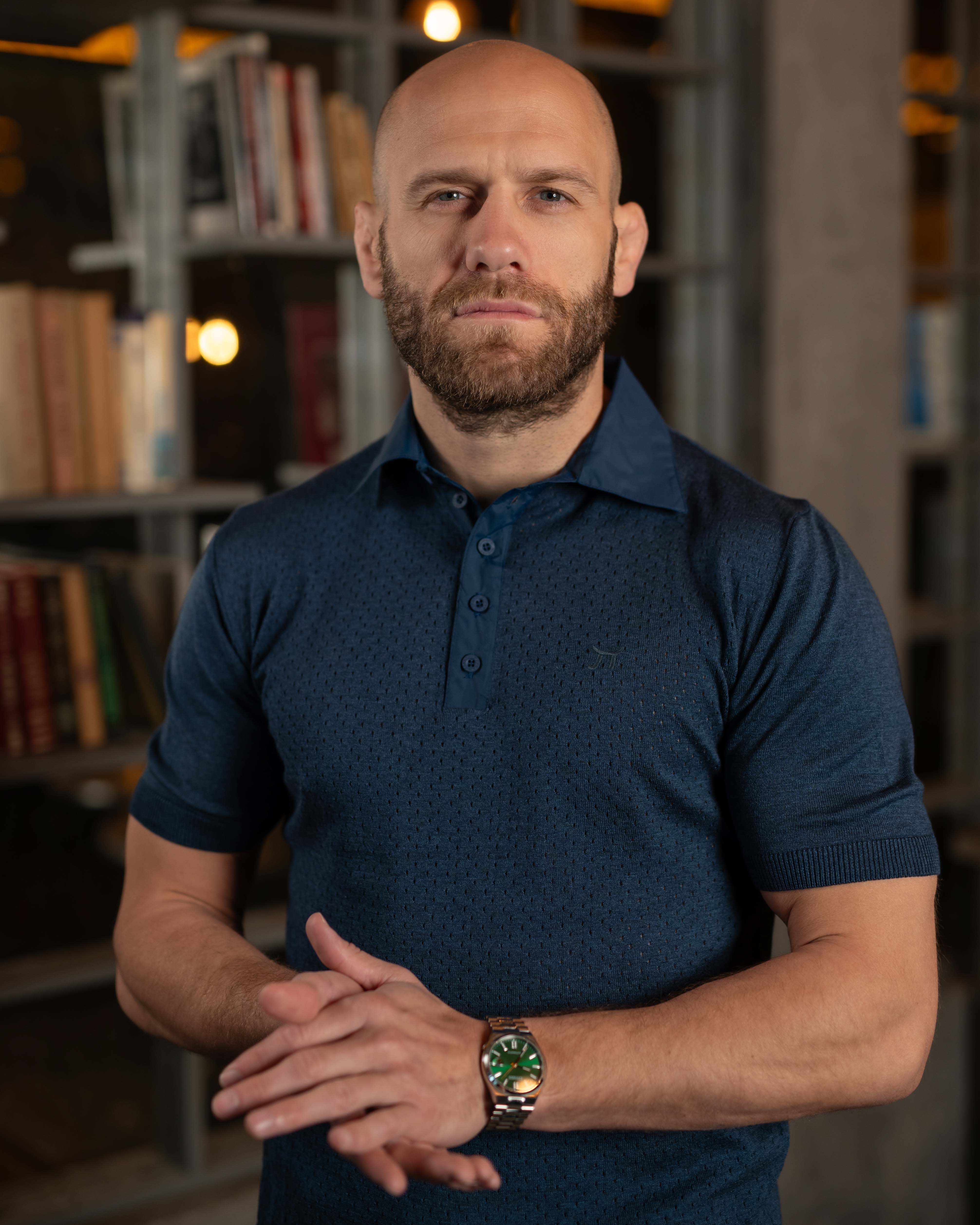 LAZARE™ POLO TECH KNIT - INDIGO BLUE