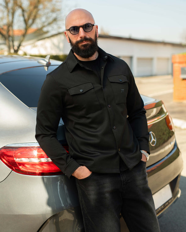 LAZARE™ SOFT CLASSIC OVERSHIRT - BLACK