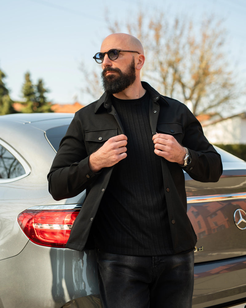 LAZARE™ SOFT CLASSIC OVERSHIRT - BLACK
