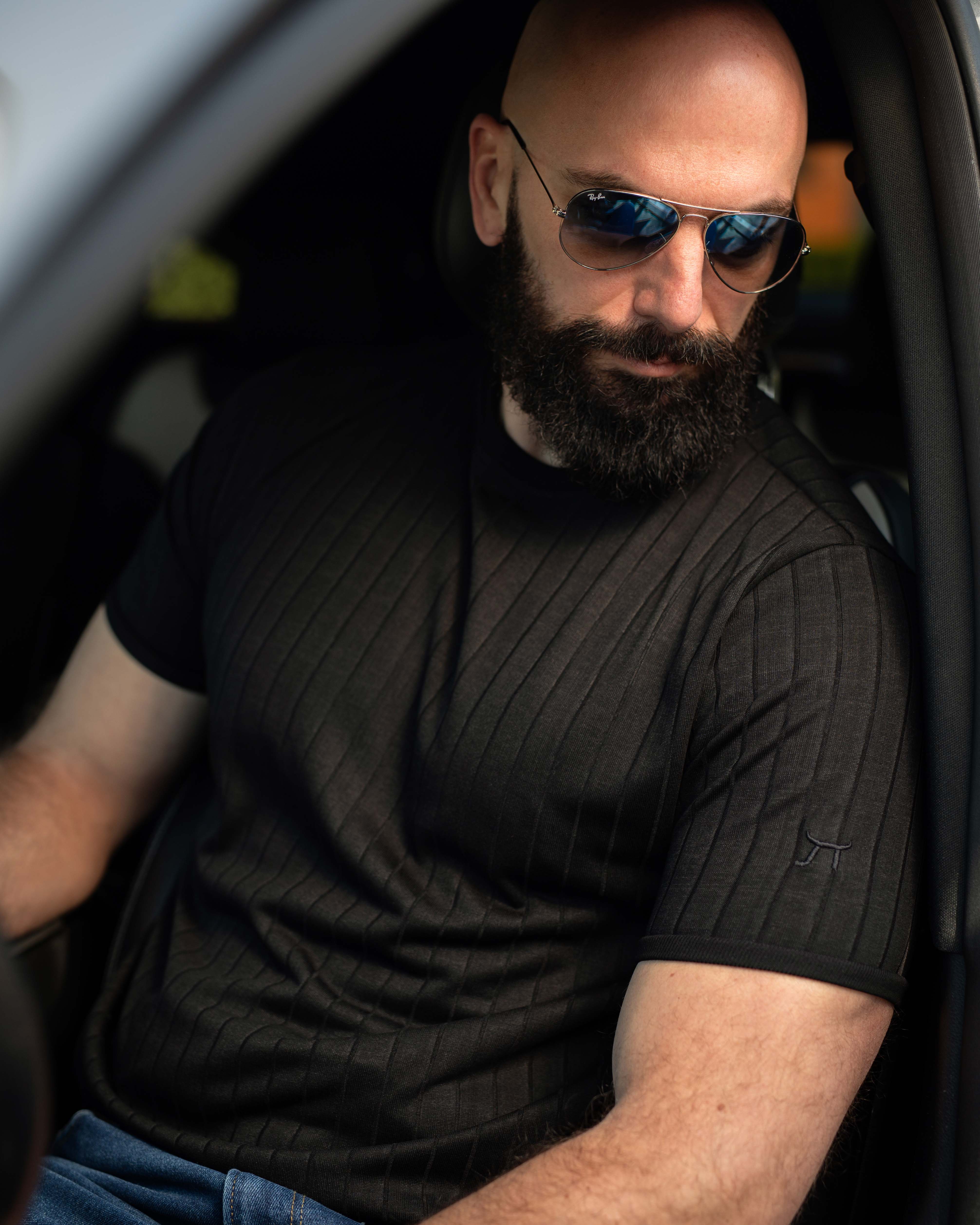 LAZARE™ AZUR LINES T-SHIRT - BLACK