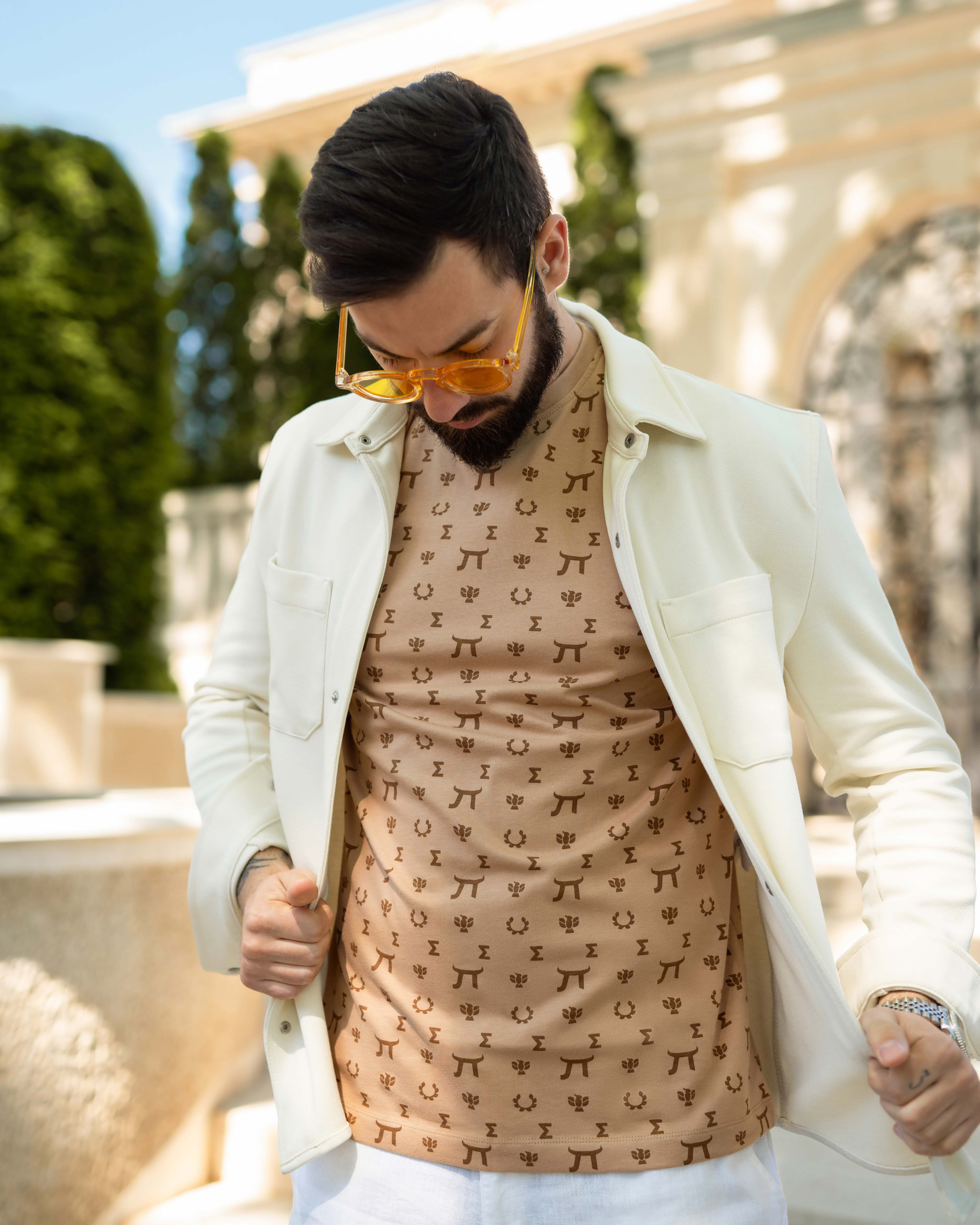LAZARE™ DESIGNER T-SHIRT - SAND CHOCOLATE