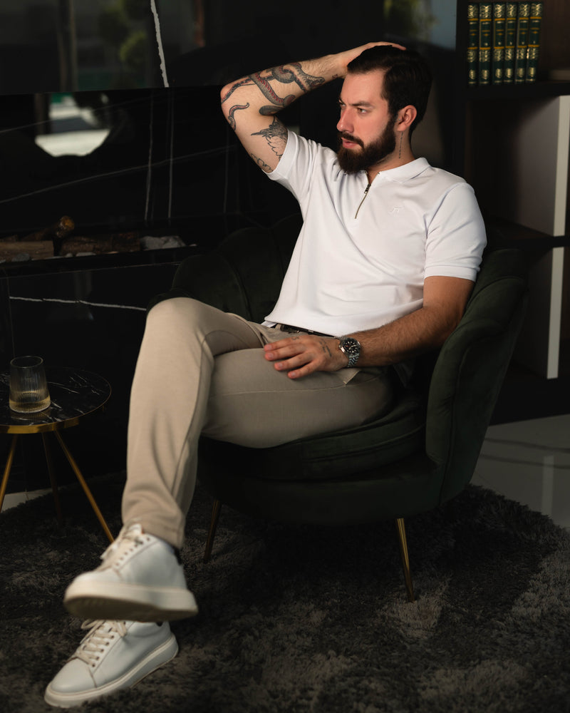 LAZARE™ RIVIERA ZIP POLO - WHITE
