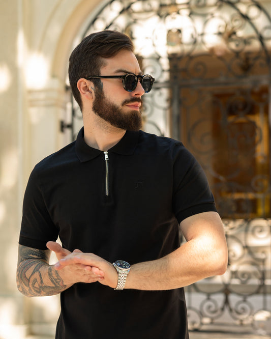 LAZARE™ RIVIERA ZIP POLO - BLACK