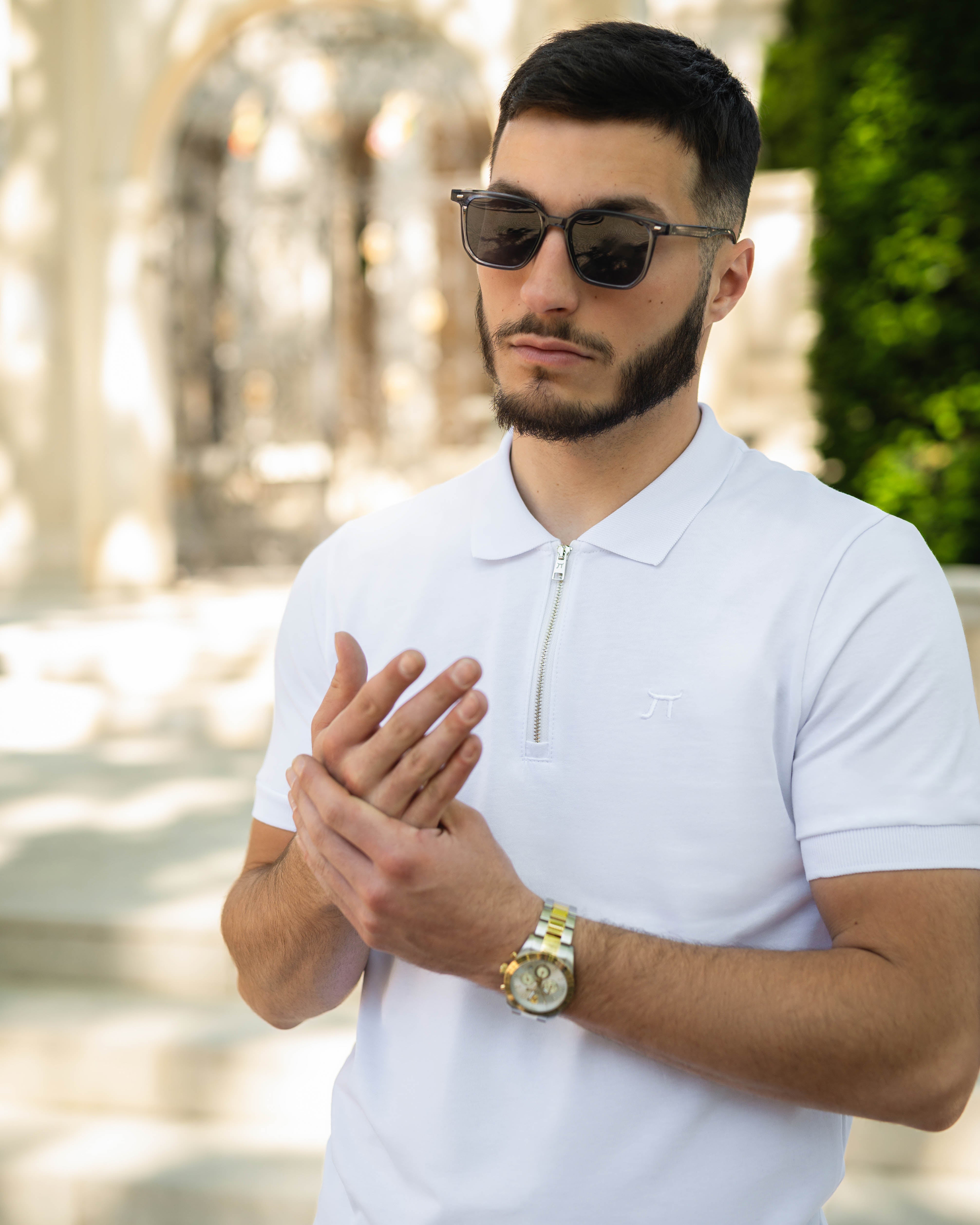 LAZARE™ RIVIERA ZIP POLO - WHITE – Lazare